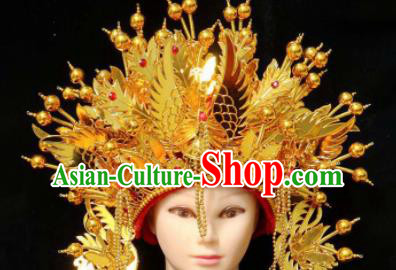 Chinese Traditional Beijing Opera Diva Hair Accessories Peking Opera Imperial Consort Golden Phoenix Coronet