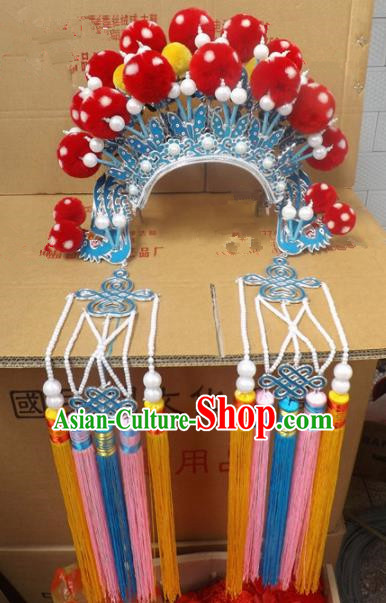 Chinese Traditional Beijing Opera Queen Hair Accessories Ancient Bride Butterfly Phoenix Coronet