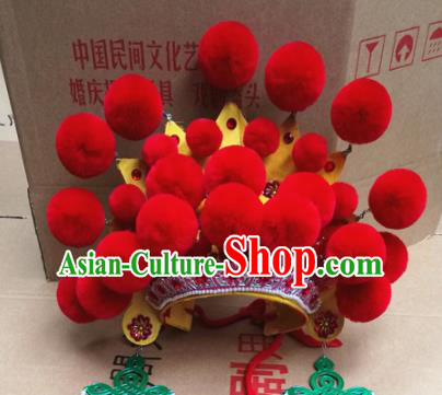 Chinese Traditional Beijing Opera Queen Red Venonat Hair Accessories Ancient Bride Phoenix Coronet