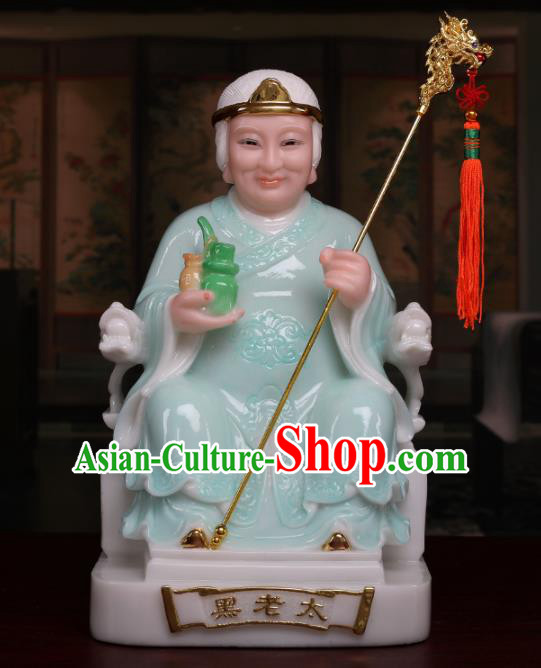 Chinese Traditional Religious Supplies Feng Shui Goddess Green Cloth Statue Taoism Decoration