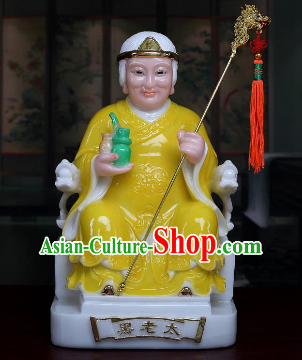Chinese Traditional Religious Supplies Feng Shui Goddess Yellow Cloth Statue Taoism Decoration