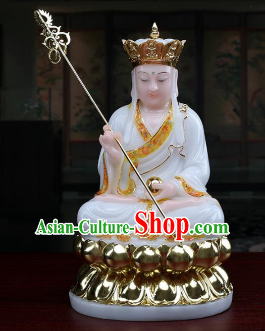 Chinese Traditional Religious Supplies Feng Shui Ksiti Garbha White Cloth Statue Buddhism Decoration