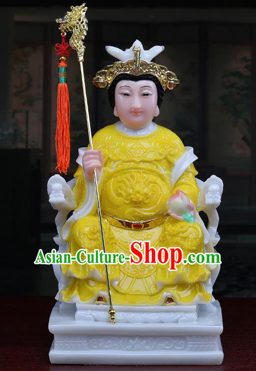 Chinese Traditional Religious Supplies Feng Shui Yellow Cloth Taoism Heavenly Queen Statue Decoration