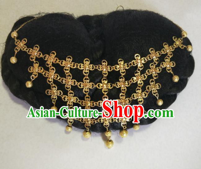 Chinese Traditional Bride Hair Accessories Wedding Golden Headband for Women
