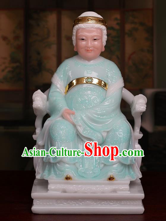 Chinese Traditional Religious Supplies Feng Shui Green Marble Taoism Earth Grandmother Decoration