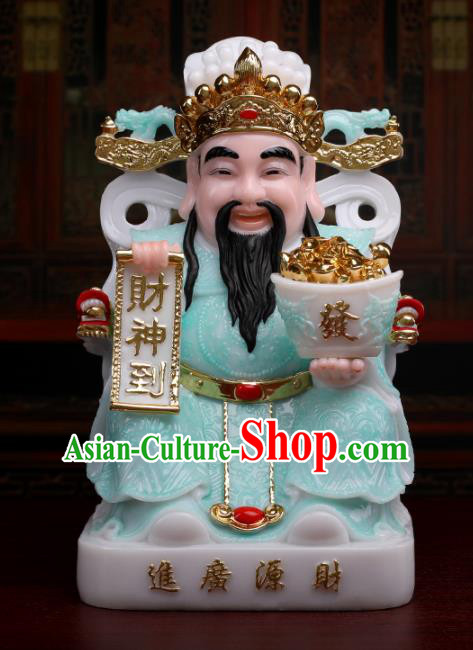 Chinese Traditional Religious Supplies Feng Shui Blue Clothing Taoism Wealth God Decoration