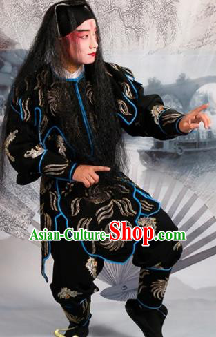 Chinese Traditional Beijing Opera Takefu Black Costume Ancient Imperial Bodyguard Clothing