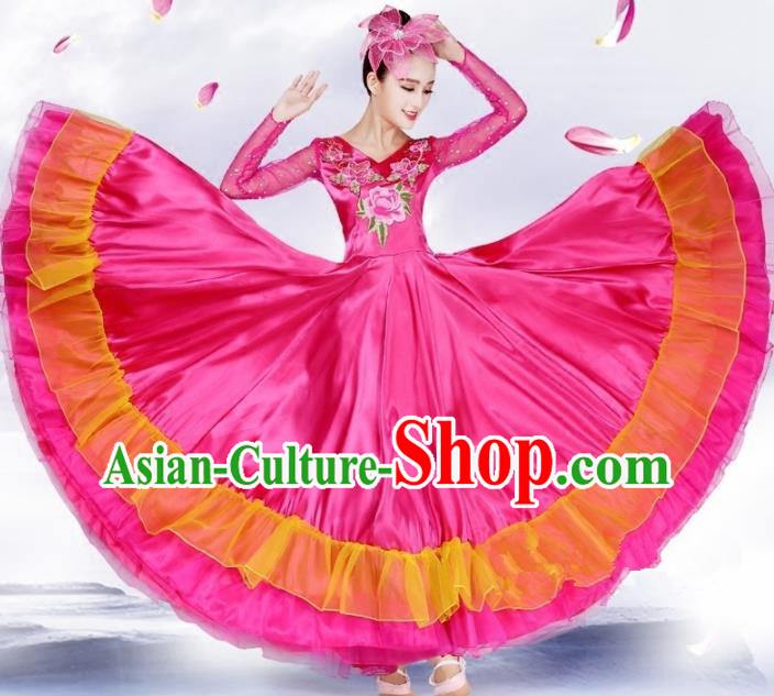 Top Grade Opening Dance Costume Classical Chorus Group Rosy Dress for Women