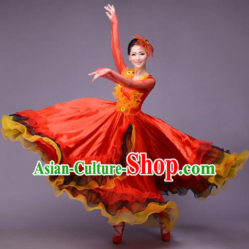 Top Grade Opening Dance Modern Dance Costume Classical Chorus Group Red Dress for Women