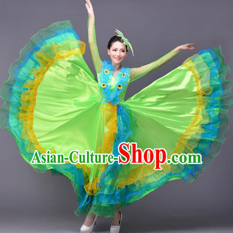 Top Grade Opening Dance Modern Dance Costume Classical Chorus Group Green Dress for Women