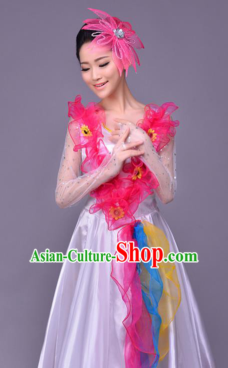 Top Grade Opening Dance Modern Dance Costume Classical Chorus Group White Dress for Women