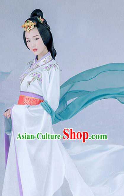 Chinese Ancient Peri Hanfu Dress Traditional Han Dynasty Imperial Consort Costume and Headpiece for Women