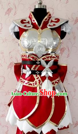 Chinese Ancient Female Swordsman Costume Traditional Cosplay Peri Armor Dress for Women