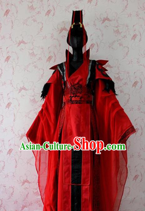 Chinese Ancient Female Swordsman Wedding Costume Traditional Cosplay Peri Red Dress for Women