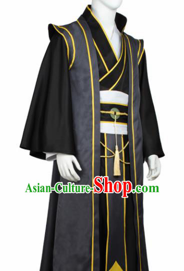 Chinese Ancient Imperial Bodyguard Black Costume Traditional Cosplay Swordsman Clothing for Men