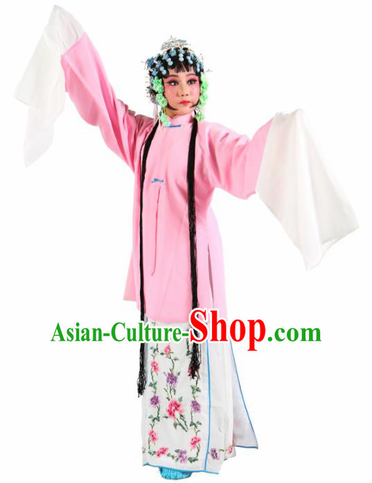 Traditional Chinese Beijing Opera Children Costume Peking Opera Diva Pink Cloak for Kids