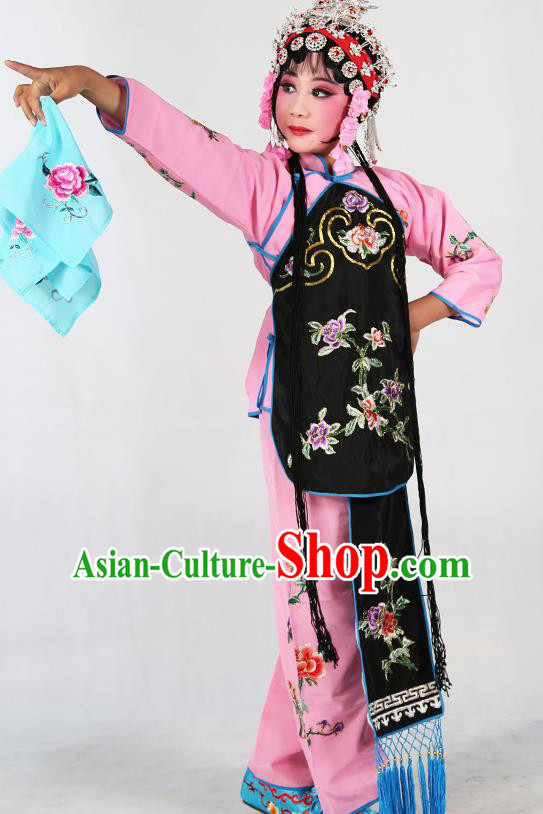 Traditional Chinese Beijing Opera Children Costume Peking Opera Maidservants Black Vest Clothing for Kids