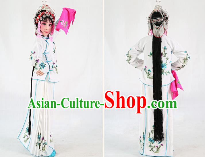 Traditional Chinese Beijing Opera Children Costume Peking Opera Maidservants White Dress for Kids