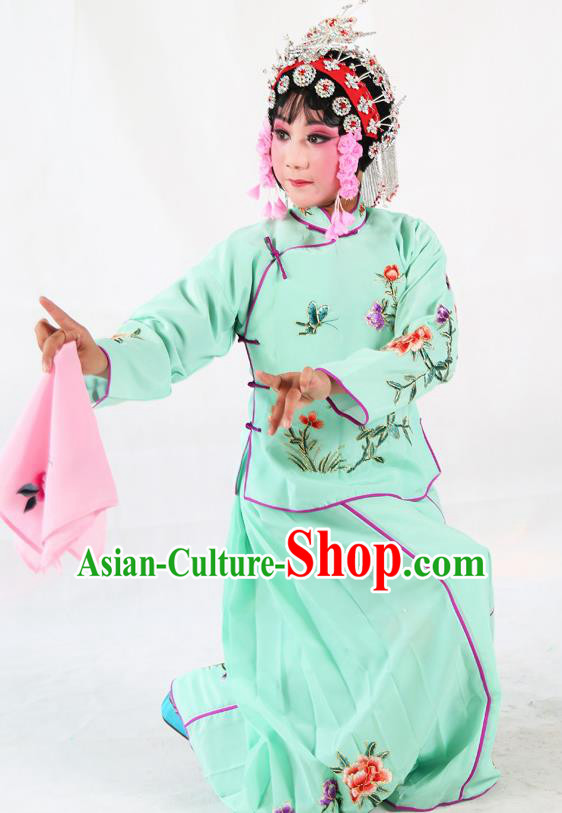 Traditional Chinese Beijing Opera Children Costume Peking Opera Maidservants Green Dress for Kids