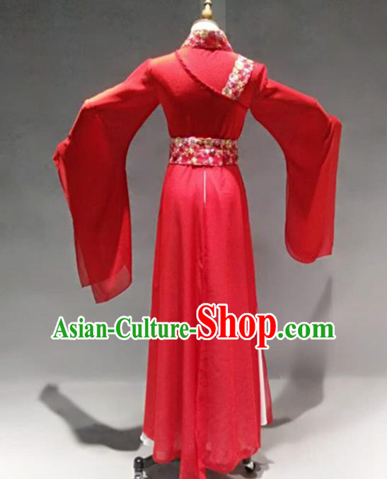 Traditional Chinese Classical Dance Costume China Ancient Apsaras Dance Red Dress for Women