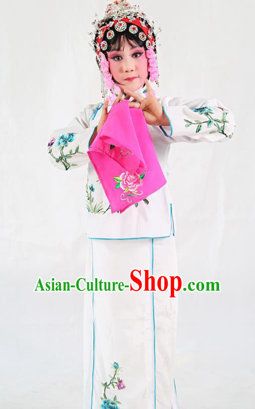 Traditional Chinese Beijing Opera Children Costume Peking Opera Maidservants White Dress for Kids