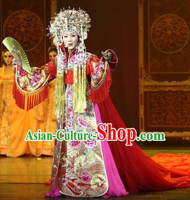 Traditional Chinese Ancient Beijing Opera Imperial Concubine Red Historical Costume Complete Set