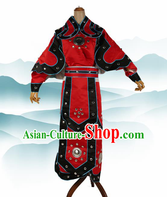 Chinese Traditional Beijing Opera Soldier Costume Peking Opera Takefu Red Clothing