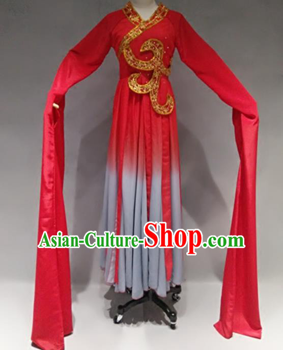 Traditional Chinese Classical Dance Costume Stage Performance Red Dress for Women