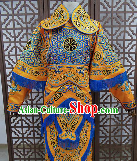 Traditional Chinese Beijing Opera General Yellow Costume Peking Opera Takefu Clothing