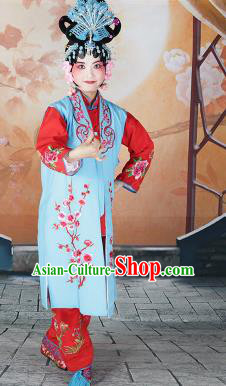 Traditional Chinese Beijing Opera Young Lady Costume Peking Opera Maidservants Light Blue Clothing