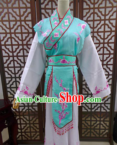 Traditional Chinese Beijing Opera Actress Costume Peking Opera Maidservants Green Dress