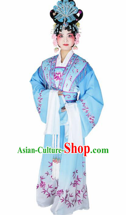 Traditional Chinese Beijing Opera Princess Costume Peking Opera Diva Blue Dress