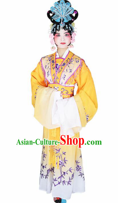 Traditional Chinese Beijing Opera Princess Costume Peking Opera Diva Yellow Dress