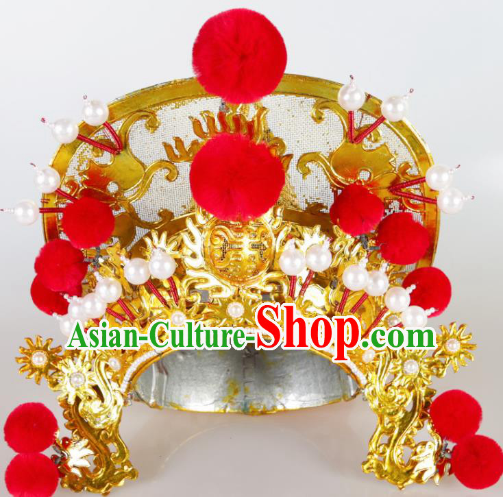 Asian Chinese Beijing Opera Soldier Headwear Traditional Peking Opera Takefu Helmet