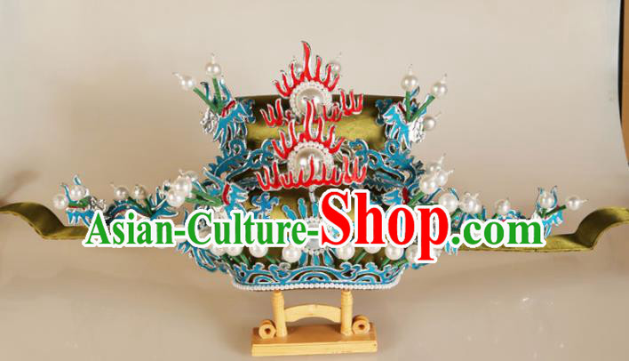 Asian Chinese Beijing Opera Headwear Traditional Peking Opera Prime Minister Green Hat