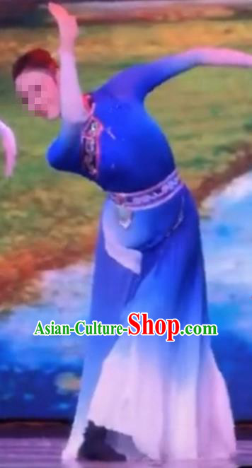 Traditional Chinese Mongol Nationality Dance Costume Mongols Female Folk Dance Ethnic Dress for Women