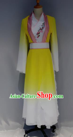 Traditional Chinese Classical Dance Costume Folk Dance Yellow Dress for Women