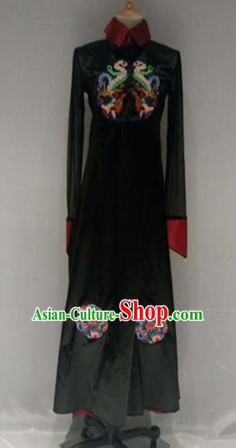 Traditional Chinese Folk Dance Costume China Yangko Dance Black Dress for Women