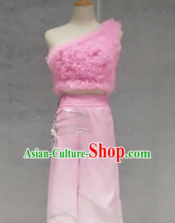 Traditional Chinese Folk Dance Costume China Classical Dance Pink Clothing for Women