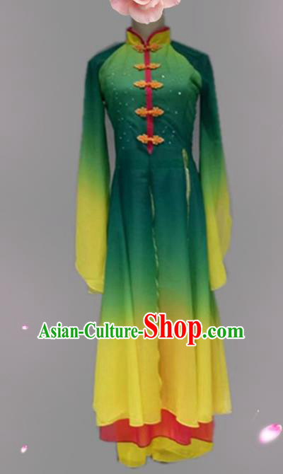 Traditional Chinese Classical Dance Costume China Umbrella Dance Green Dress for Women