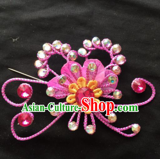 Asian Chinese Beijing Opera Jewelry Accessories Stage Performance Pink Flower Brooch for Women