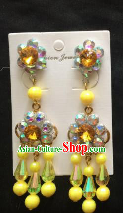 Asian Chinese Beijing Opera Jewelry Accessories Yellow Earrings for Women