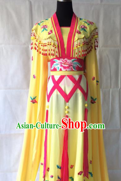 Traditional Chinese Beijing Opera Peri Costume Ancient Princess Yellow Hanfu Dress for Women