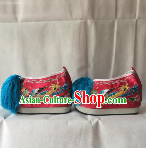 Asian Chinese Beijing Opera Shoes Ancient Princess Shoes Pink Embroidered Shoes for Women