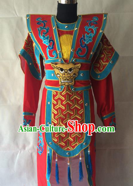 Traditional Chinese Beijing Opera Takefu Costume Peking Opera General Red Clothing