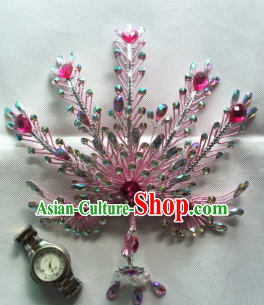 Asian Chinese Beijing Opera Actress Hair Accessories Ancient Princess Pink Phoenix Hairpins for Women