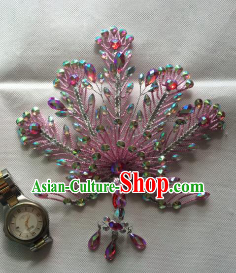 Asian Chinese Beijing Opera Actress Pink Phoenix Hair Accessories Ancient Princess Hairpins for Women