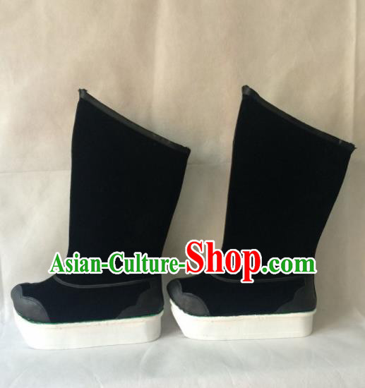 Asian Chinese Beijing Opera Black Boots Ancient Swordsman Shoes for Men