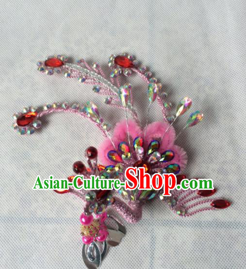 Asian Chinese Beijing Opera Hair Accessories Hair Clip Ancient Princess Pink Phoenix Hairpins for Women