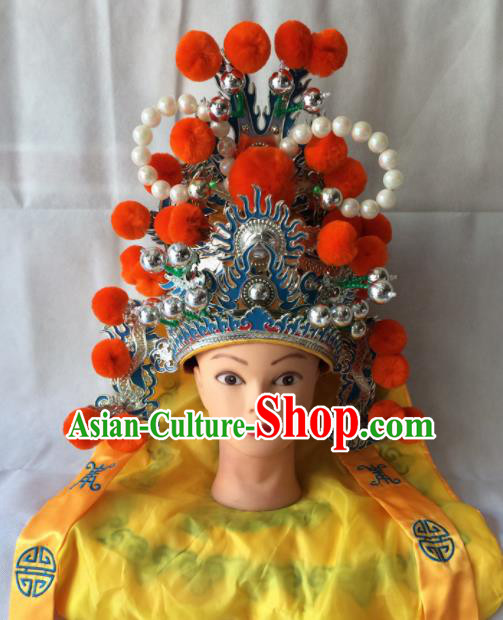 Asian Chinese Beijing Opera Takefu Headwear Ancient General Helmet Hat for Men